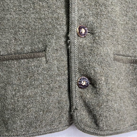 Vintage Mens Cardigan Alphorn Trachtenmode Von Alder Worsted Wool Green Size 52 - Picture 4 of 16